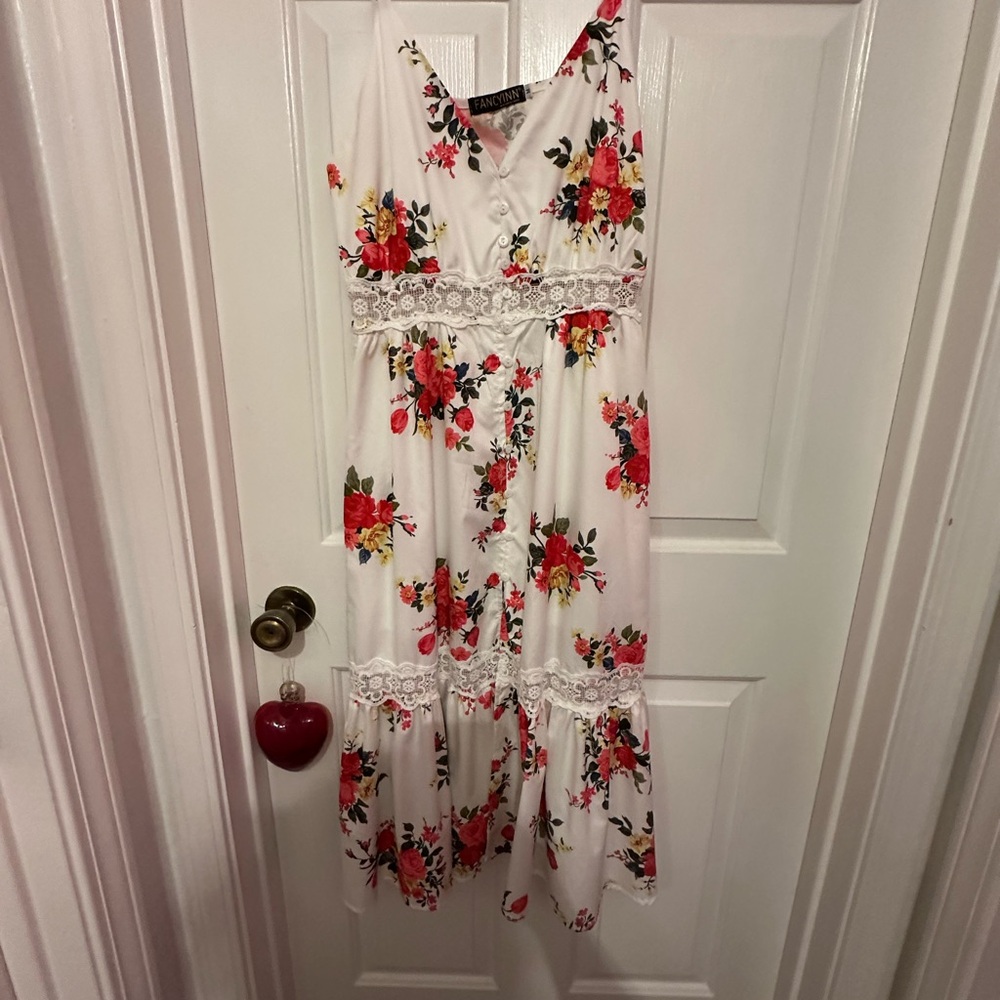 Fancyinn Floral Maxi Dress - White and Red